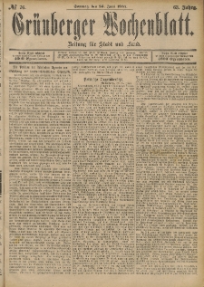 Grünberger Wochenblatt: Zeitung für Stadt und Land, No. 76. (26. Juni 1887)