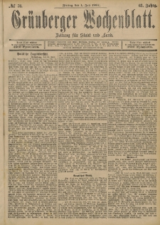 Grünberger Wochenblatt: Zeitung für Stadt und Land, No. 78. (1. Juli 1887)