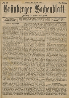 Grünberger Wochenblatt: Zeitung für Stadt und Land, No. 79. (3. Juli 1887)