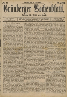 Grünberger Wochenblatt: Zeitung für Stadt und Land, No. 82. (10. Juli 1887)