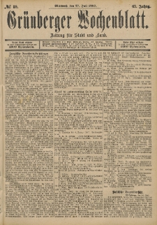 Grünberger Wochenblatt: Zeitung für Stadt und Land, No. 89. (27. Juli 1887)