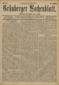 Grünberger Wochenblatt: Zeitung für Stadt und Land, No. 90. (29. Juli 1887)