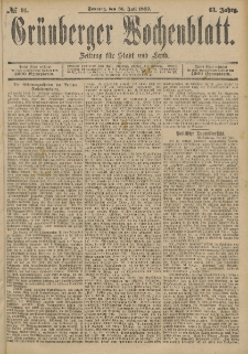 Grünberger Wochenblatt: Zeitung für Stadt und Land, No. 91. (31. Juli 1887)