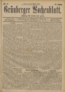 Grünberger Wochenblatt: Zeitung für Stadt und Land, No. 93. (5. August 1887)