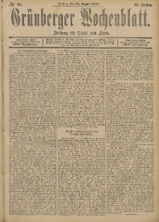 Grünberger Wochenblatt: Zeitung für Stadt und Land, No. 99. (19. August 1887)