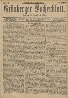 Grünberger Wochenblatt: Zeitung für Stadt und Land, No. 101. (24. August 1887)
