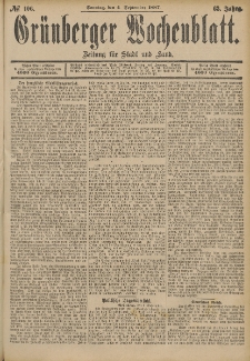Grünberger Wochenblatt: Zeitung für Stadt und Land, No. 106. (4. September 1887)