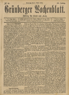 Grünberger Wochenblatt: Zeitung für Stadt und Land, No. 41. (5. April 1891)