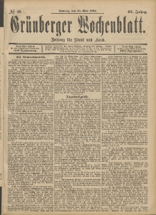 Grünberger Wochenblatt: Zeitung für Stadt und Land, No. 56. (10. Mai 1891)