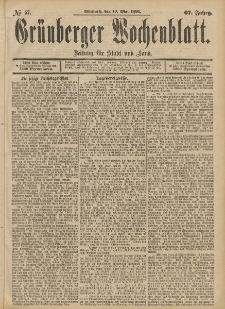 Grünberger Wochenblatt: Zeitung für Stadt und Land, No. 57. (13. Mai 1891)