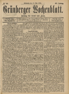 Grünberger Wochenblatt: Zeitung für Stadt und Land, No. 63. (27. Mai 1891)
