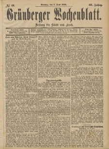 Grünberger Wochenblatt: Zeitung für Stadt und Land, No. 68. (7. Juni 1891)