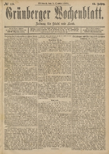 Grünberger Wochenblatt: Zeitung für Stadt und Land, No. 119. (5. October 1887)