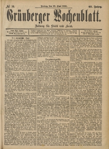 Grünberger Wochenblatt: Zeitung für Stadt und Land, No. 76. (24. Juni 1891)