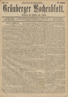 Grünberger Wochenblatt: Zeitung für Stadt und Land, No. 124. (16. October 1887)