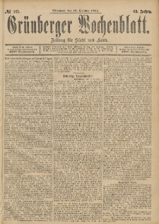 Grünberger Wochenblatt: Zeitung für Stadt und Land, No. 125. (19. October 1887)