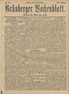 Grünberger Wochenblatt: Zeitung für Stadt und Land, No. 88. (24. Julii 1891)