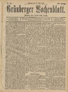 Gr&uuml;nberger Wochenblatt: Zeitung f&uuml;r Stadt und Land, No. 89. (26. Julii 1891)