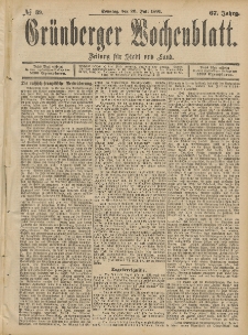 Grünberger Wochenblatt: Zeitung für Stadt und Land, No. 89. (26. Julii 1891)