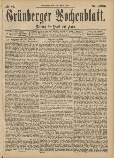 Grünberger Wochenblatt: Zeitung für Stadt und Land, No. 90. (29. Julii 1891)
