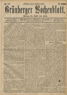 Grünberger Wochenblatt: Zeitung für Stadt und Land, No. 137. (16. November 1887)
