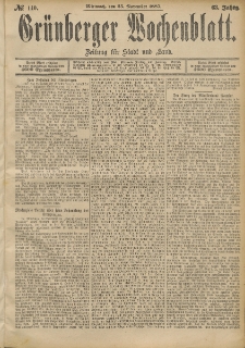 Grünberger Wochenblatt: Zeitung für Stadt und Land, No. 140. (23. November 1887)