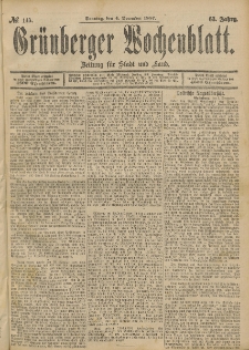 Grünberger Wochenblatt: Zeitung für Stadt und Land, No. 145. (4. December 1887)