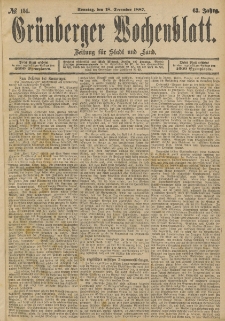 Grünberger Wochenblatt: Zeitung für Stadt und Land, No. 151. (18. December 1887)