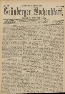 Grünberger Wochenblatt: Zeitung für Stadt und Land, No. 154. (25. December 1887)