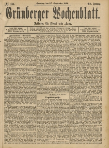 Grünberger Wochenblatt: Zeitung für Stadt und Land, No. 116. (27. September 1891)