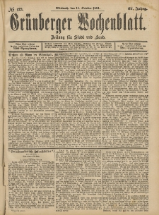 Grünberger Wochenblatt: Zeitung für Stadt und Land, No. 123. (14. October 1891)