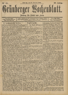 Grünberger Wochenblatt: Zeitung für Stadt und Land, No. 125. (18. October 1891)