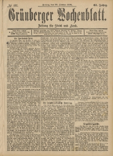Grünberger Wochenblatt: Zeitung für Stadt und Land, No. 127. (23. October 1891)