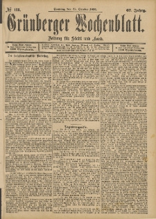 Grünberger Wochenblatt: Zeitung für Stadt und Land, No. 128. (25. October 1891)