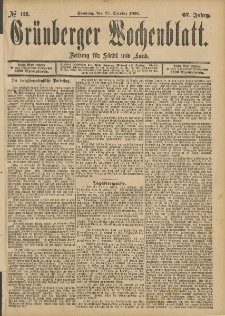 Grünberger Wochenblatt: Zeitung für Stadt und Land, No. 128. (25. October 1891)