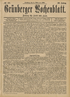 Grünberger Wochenblatt: Zeitung für Stadt und Land, No. 137. (15. November 1891)