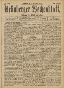 Grünberger Wochenblatt: Zeitung für Stadt und Land, No. 150. (16. December 1891)