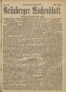 Grünberger Wochenblatt: Zeitung für Stadt und Land, No. 151. (18. December 1891)