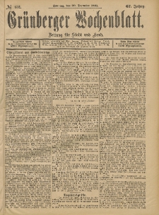 Grünberger Wochenblatt: Zeitung für Stadt und Land, No. 152. (20. December 1891)