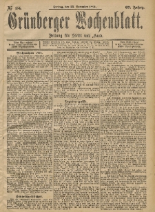 Grünberger Wochenblatt: Zeitung für Stadt und Land, No. 154. (25. December 1891)