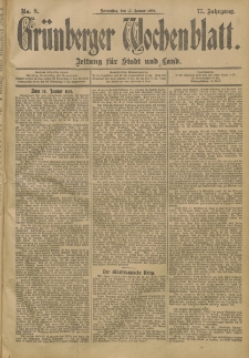 Gr&uuml;nberger Wochenblatt: Zeitung f&uuml;r Stadt und Land, No. 8. (17. Januar 1901)