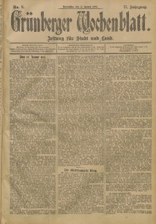 Grünberger Wochenblatt: Zeitung für Stadt und Land, No. 8. (17. Januar 1901)