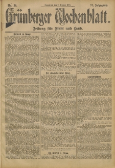 Grünberger Wochenblatt: Zeitung für Stadt und Land, No. 18. (9. Februar 1901)