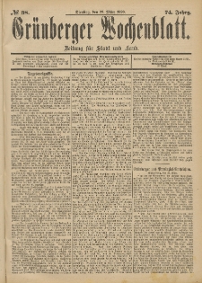 Grünberger Wochenblatt: Zeitung für Stadt und Land, No. 39. (31. März 1898)