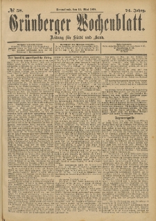 Grünberger Wochenblatt: Zeitung für Stadt und Land, No. 59. (17. Mai 1898)