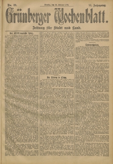 Grünberger Wochenblatt: Zeitung für Stadt und Land, No. 19. (12. Februar 1901)