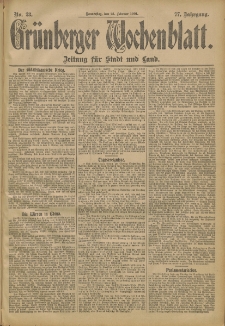 Gr&uuml;nberger Wochenblatt: Zeitung f&uuml;r Stadt und Land, No. 23. (21. Februar 1901)