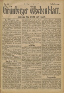 Grünberger Wochenblatt: Zeitung für Stadt und Land, No. 23. (21. Februar 1901)