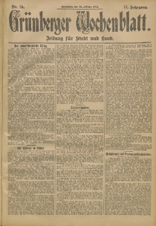 Grünberger Wochenblatt: Zeitung für Stadt und Land, No. 24. (23. Februar 1901)