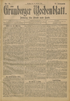 Grünberger Wochenblatt: Zeitung für Stadt und Land, No. 25. (26. Februar 1901)